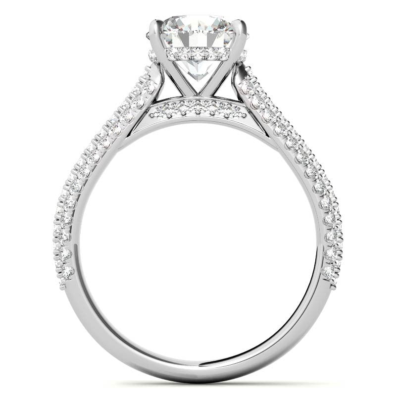 Round Pave Cathedral Moissanite Engagement Ring