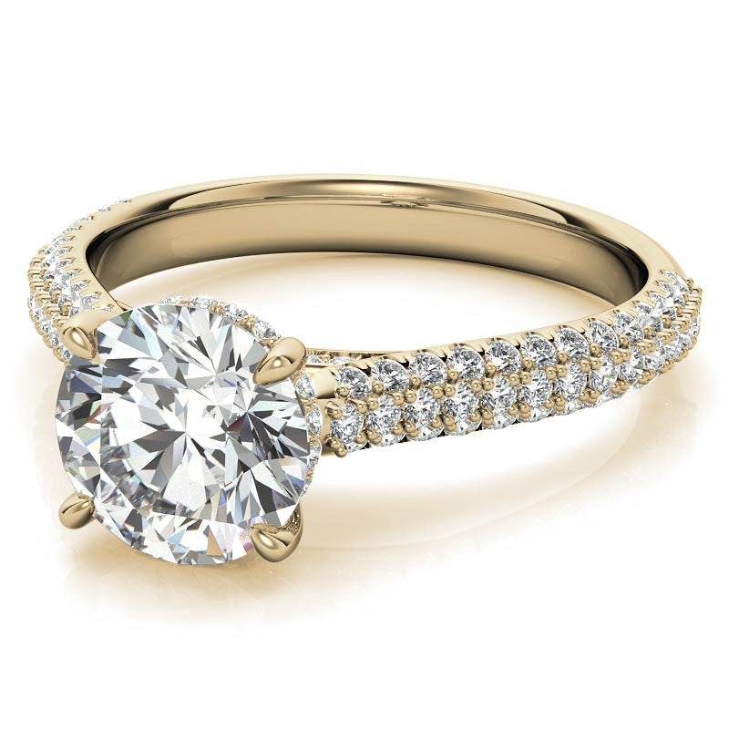 Round Pave Cathedral Moissanite Engagement Ring