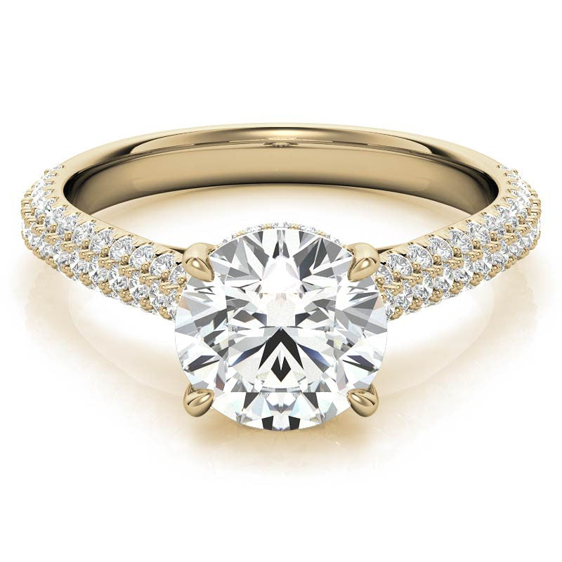 Round Pave Cathedral Moissanite Engagement Ring