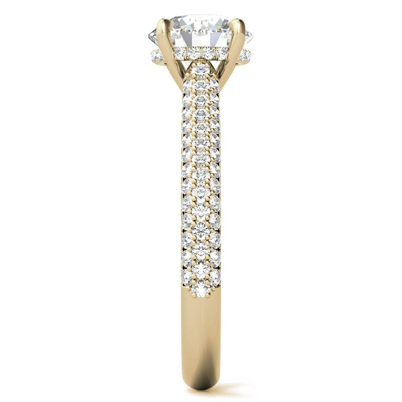 Round Pave Cathedral Moissanite Engagement Ring