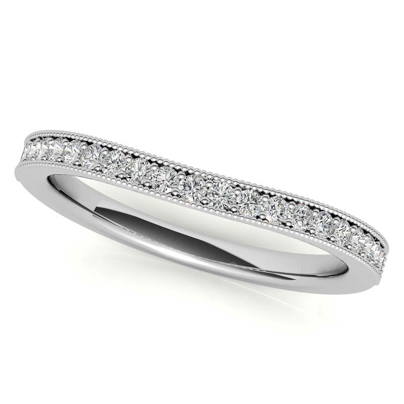 Round Split Shank Halo Engagement Ring with Milgrain