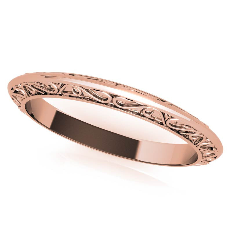 Round Scroll Accent Solitaire Ring with Tulip Prongs