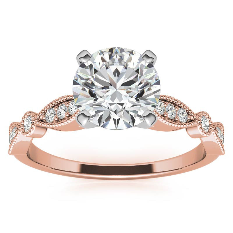 Scalloped Design Moissanite Engagement Ring with Milgrain