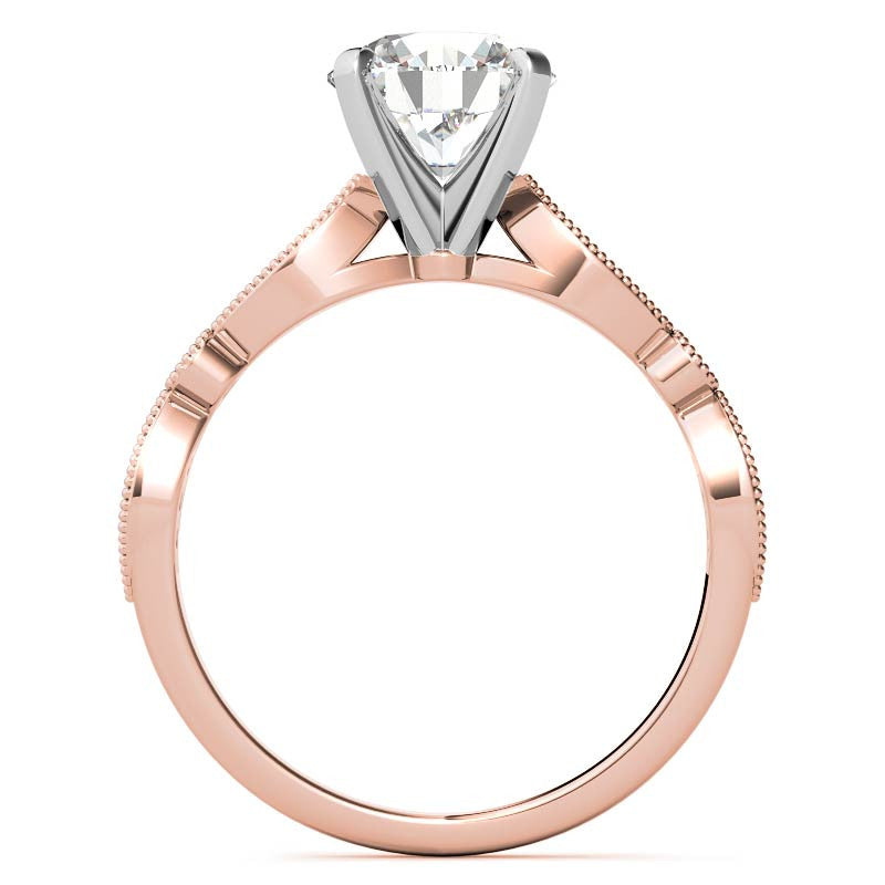 Scalloped Design Moissanite Engagement Ring with Milgrain