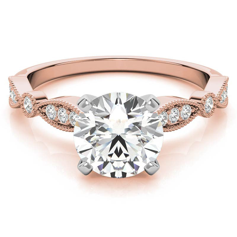 Scalloped Design Moissanite Engagement Ring with Milgrain
