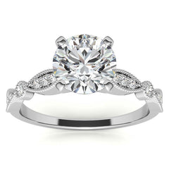 Scalloped Design Moissanite Engagement Ring with Milgrain