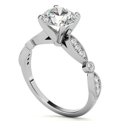 Scalloped Design Moissanite Engagement Ring with Milgrain