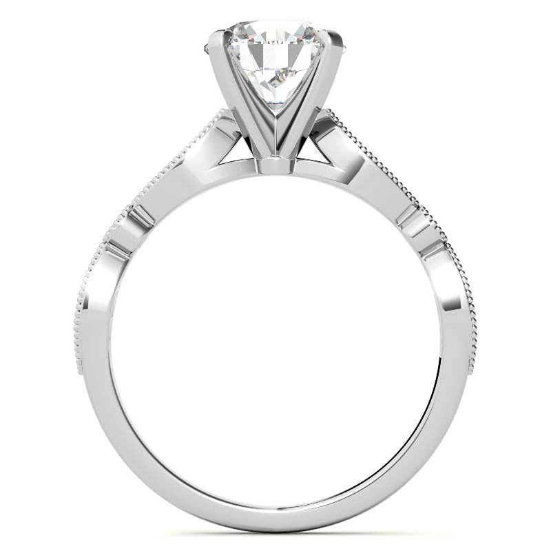 Scalloped Design Moissanite Engagement Ring with Milgrain