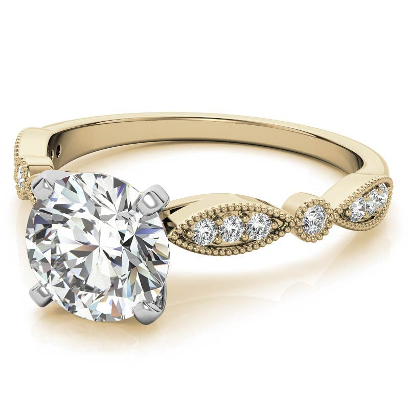 Scalloped Design Moissanite Engagement Ring with Milgrain