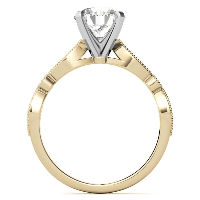 Scalloped Design Moissanite Engagement Ring with Milgrain