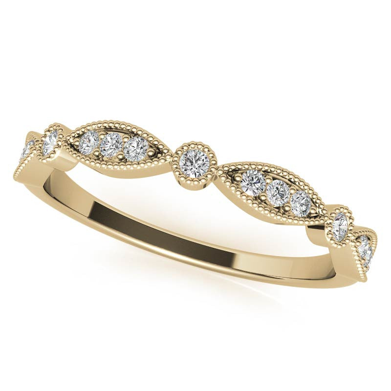 Scalloped Design Moissanite Engagement Ring with Milgrain