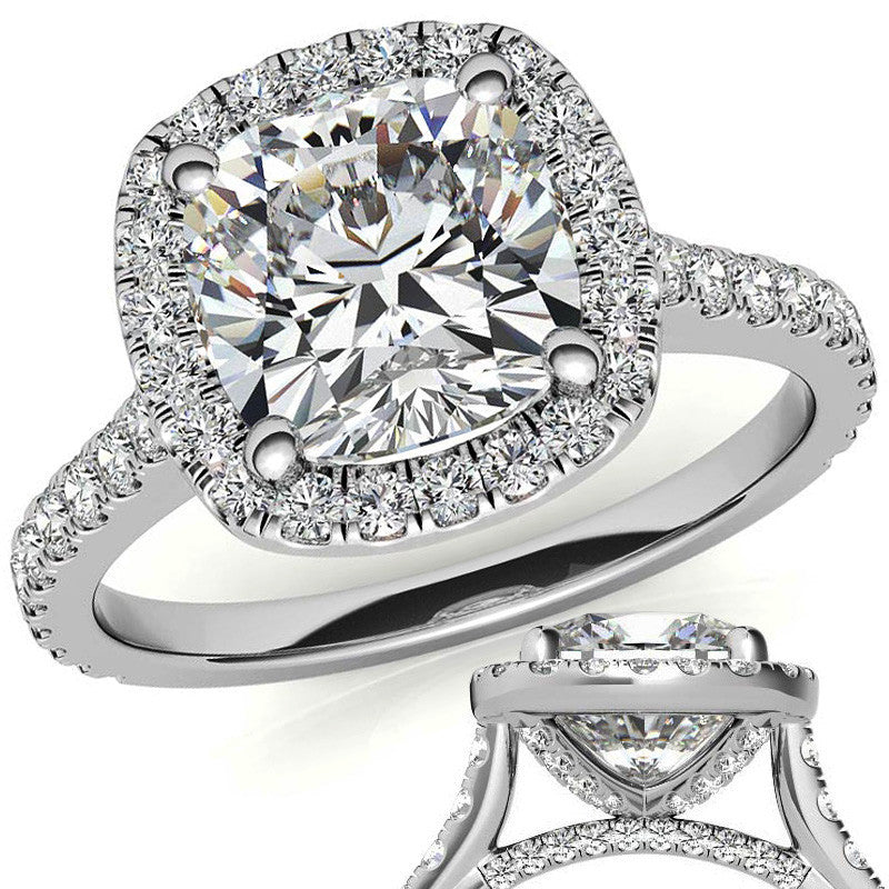 Cushion Halo Cathedral Moissanite Engagement Ring