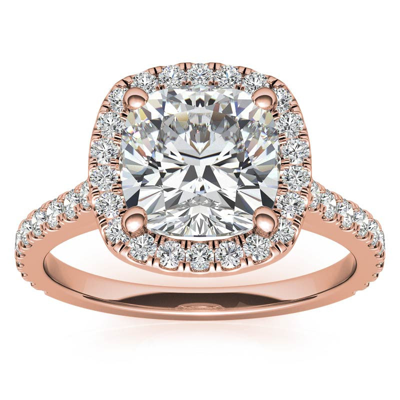 Cushion Halo Cathedral Moissanite Engagement Ring