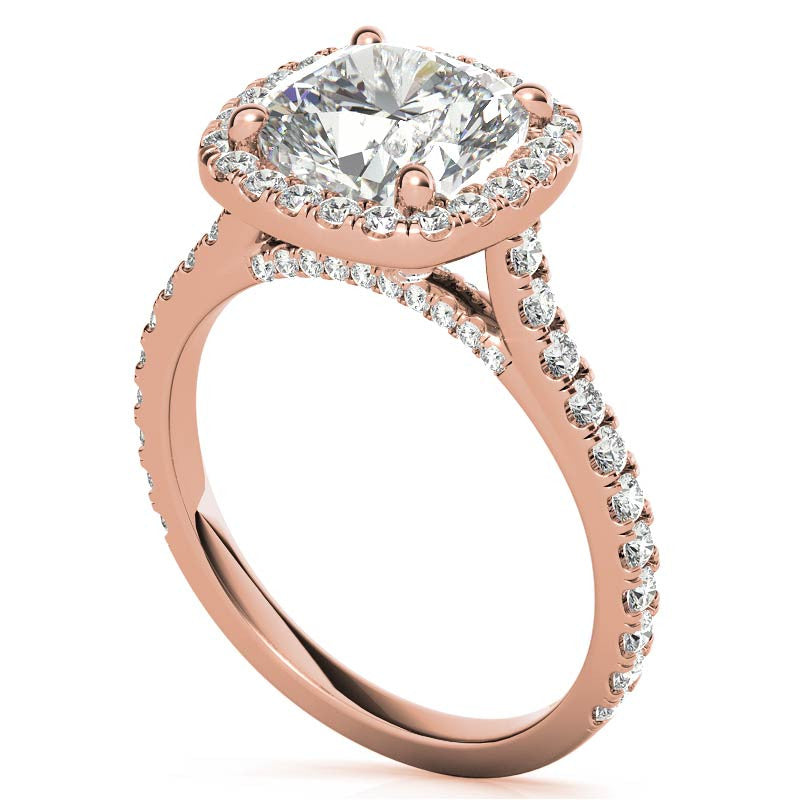 Cushion Halo Cathedral Moissanite Engagement Ring