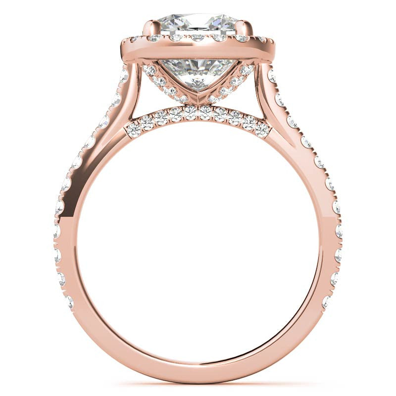 Cushion Halo Cathedral Moissanite Engagement Ring