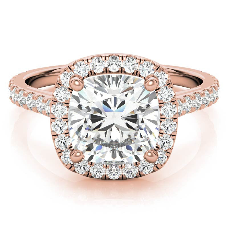 Cushion Halo Cathedral Moissanite Engagement Ring