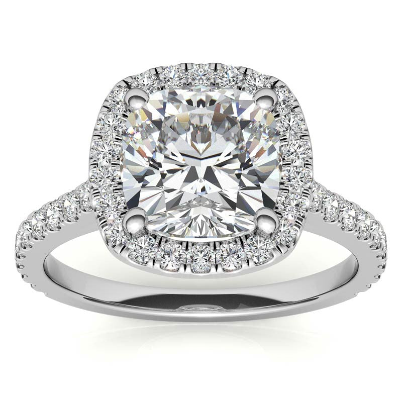 Cushion Halo Cathedral Moissanite Engagement Ring