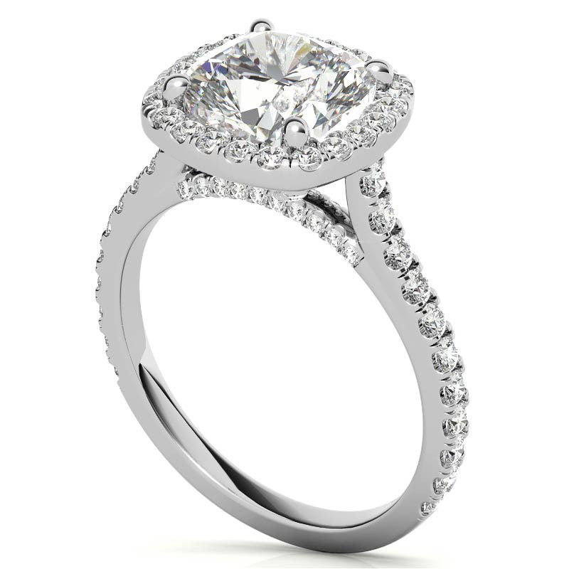 Cushion Halo Cathedral Moissanite Engagement Ring