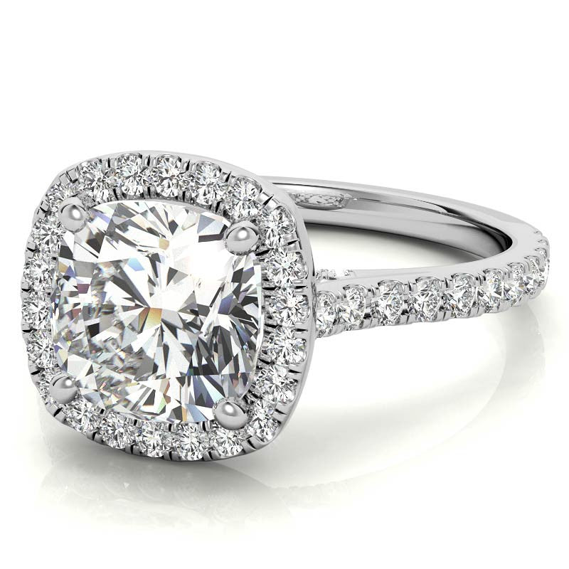 Cushion Halo Cathedral Moissanite Engagement Ring
