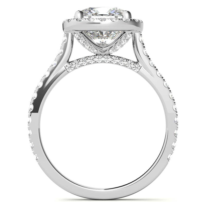 Cushion Halo Cathedral Moissanite Engagement Ring