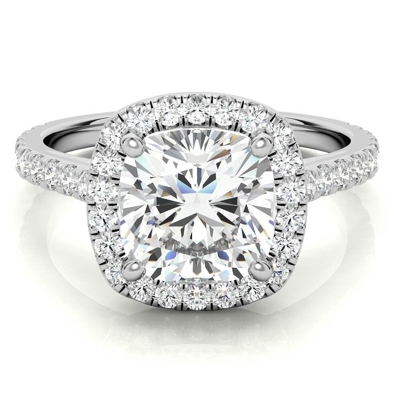 Cushion Halo Cathedral Moissanite Engagement Ring