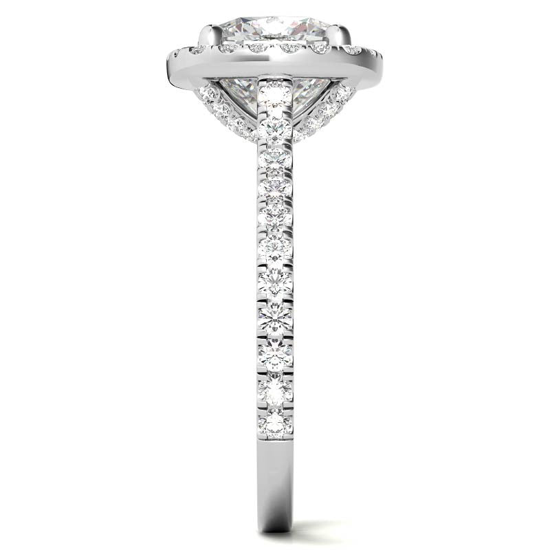 Cushion Halo Cathedral Moissanite Engagement Ring