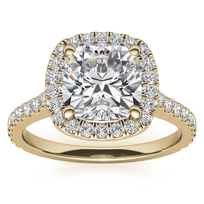 Cushion Halo Cathedral Moissanite Engagement Ring