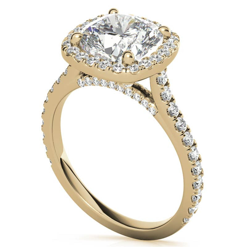 Cushion Halo Cathedral Moissanite Engagement Ring