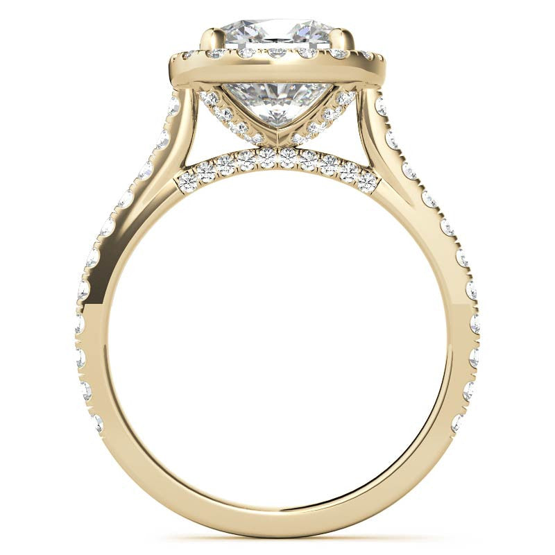 Cushion Halo Cathedral Moissanite Engagement Ring