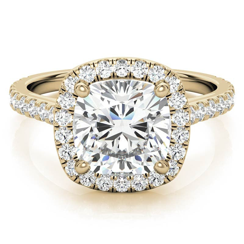 Cushion Halo Cathedral Moissanite Engagement Ring