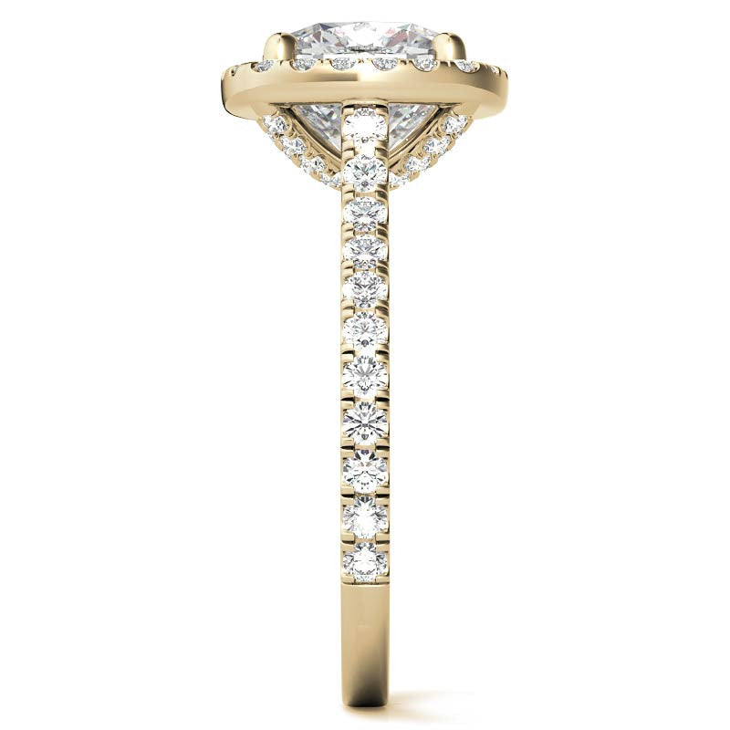 Cushion Halo Cathedral Moissanite Engagement Ring