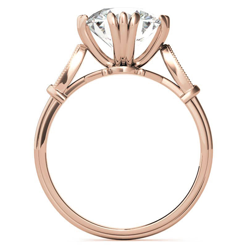 Antique Round Fishtail Prong Moissanite Engagement Ring