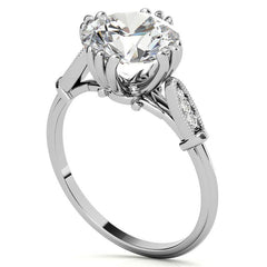 Antique Round Fishtail Prong Moissanite Engagement Ring