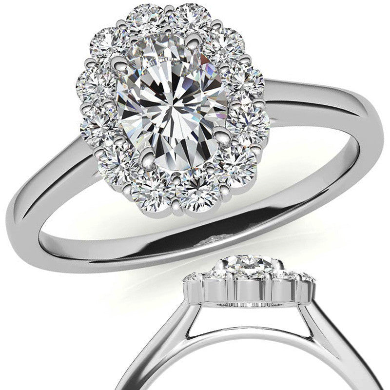 Oval Halo Moissanite Cathedral Engagement Ring