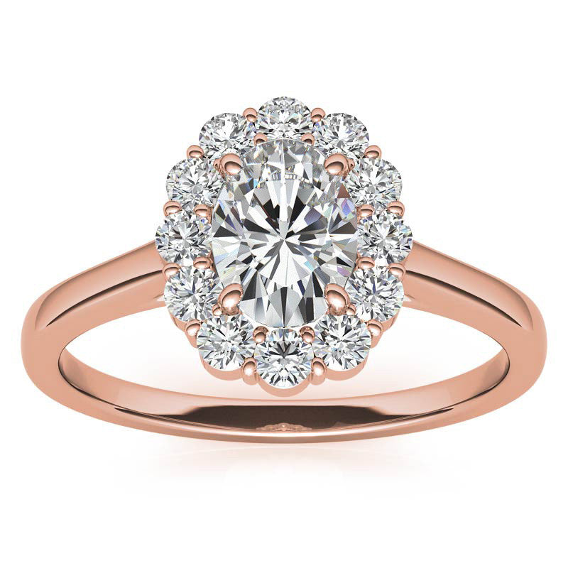 Oval Halo Moissanite Cathedral Engagement Ring