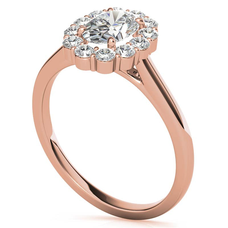 Oval Halo Moissanite Cathedral Engagement Ring