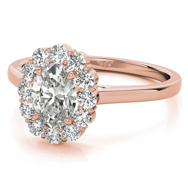 Oval Halo Moissanite Cathedral Engagement Ring