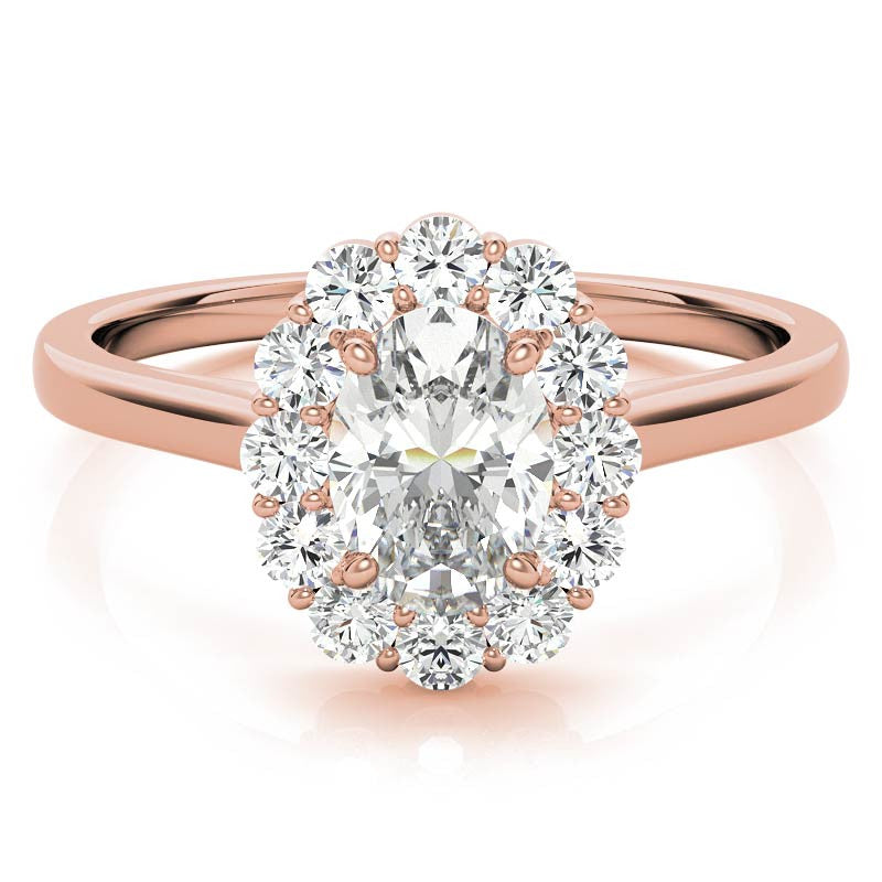 Oval Halo Moissanite Cathedral Engagement Ring