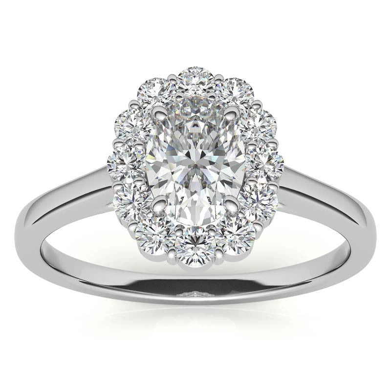 Oval Halo Moissanite Cathedral Engagement Ring