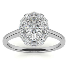 Oval Halo Moissanite Cathedral Engagement Ring