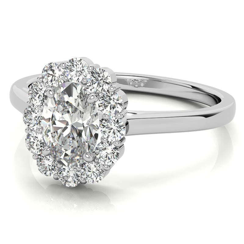 Oval Halo Moissanite Cathedral Engagement Ring