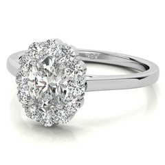 Oval Halo Moissanite Cathedral Engagement Ring