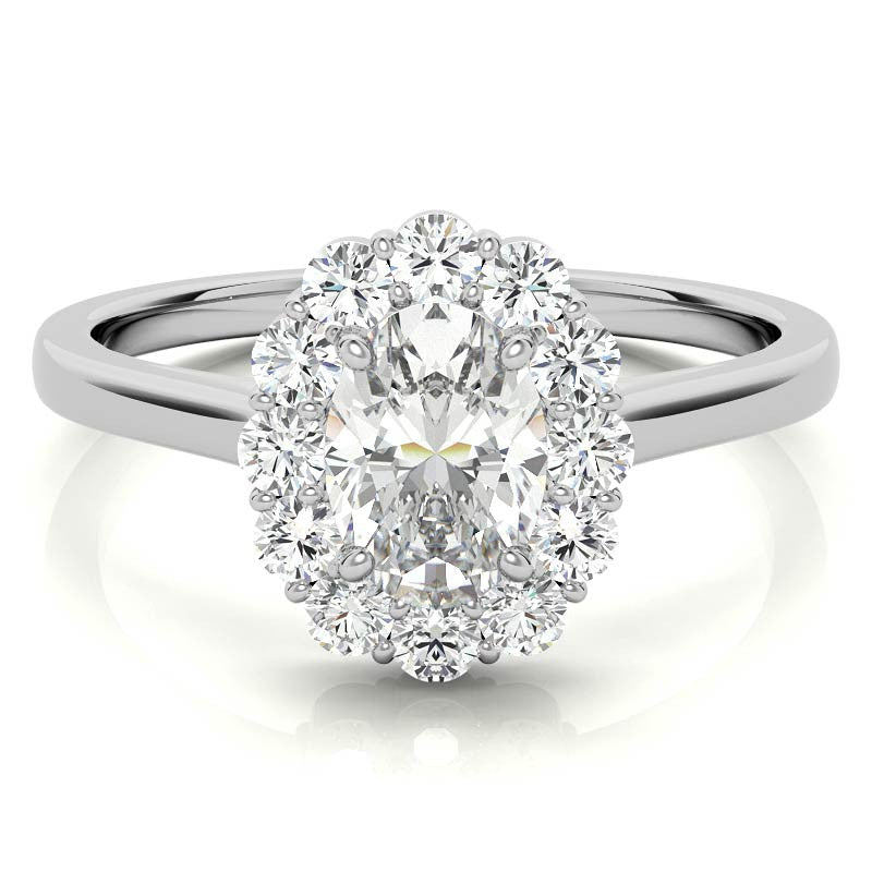 Oval Halo Moissanite Cathedral Engagement Ring