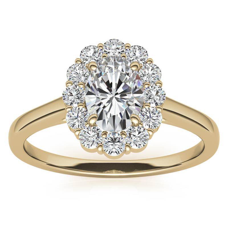 Oval Halo Moissanite Cathedral Engagement Ring