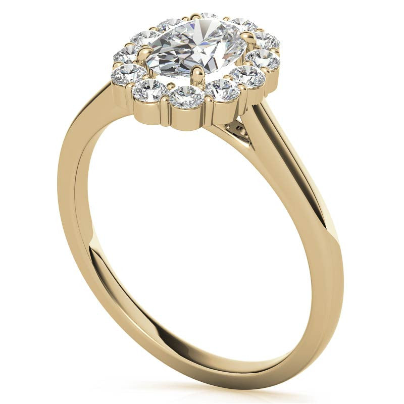 Oval Halo Moissanite Cathedral Engagement Ring