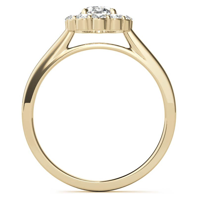 Oval Halo Moissanite Cathedral Engagement Ring