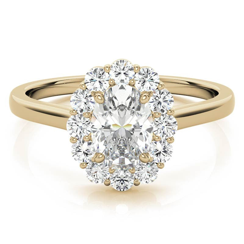Oval Halo Moissanite Cathedral Engagement Ring