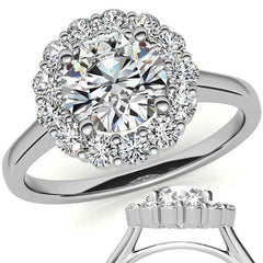 Round Halo Moissanite Cathedral Engagement Ring