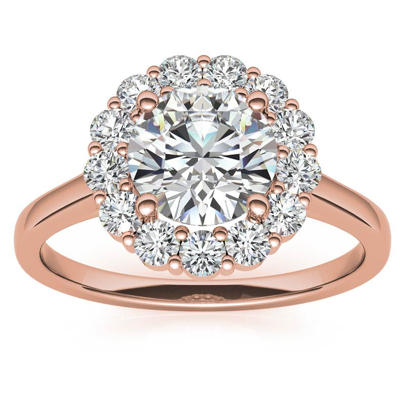 Round Halo Moissanite Cathedral Engagement Ring