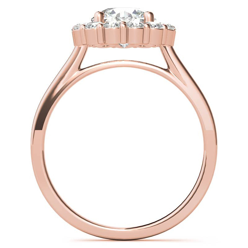 Round Halo Moissanite Cathedral Engagement Ring